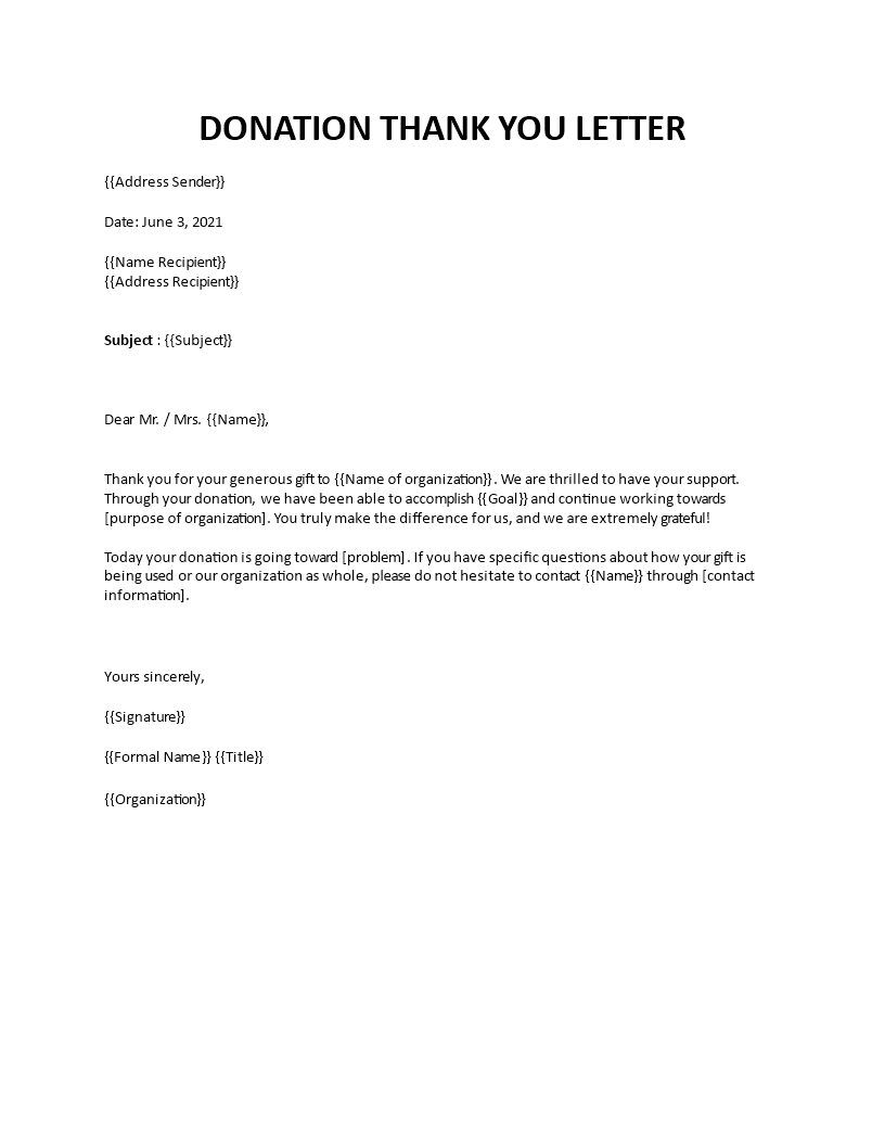 Donation Thank You Letter