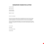 Donation Thank You Letter example document template