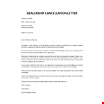 Dealership cancellation letter example document template
