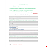 Root Cause Analysis Template - Actionable Findings for Patient Incident Investigation example document template