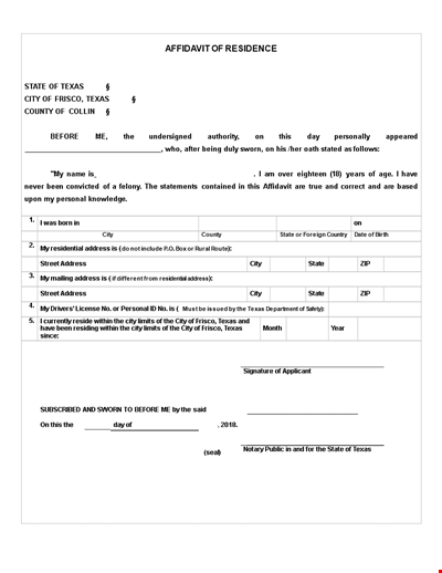Proof of Residency Letter for Texas Residents | Frisco Address Verification
