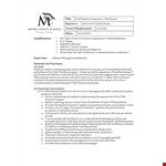 Child Nutritionist Job Description: Assisting staff in nutrition programs example document template