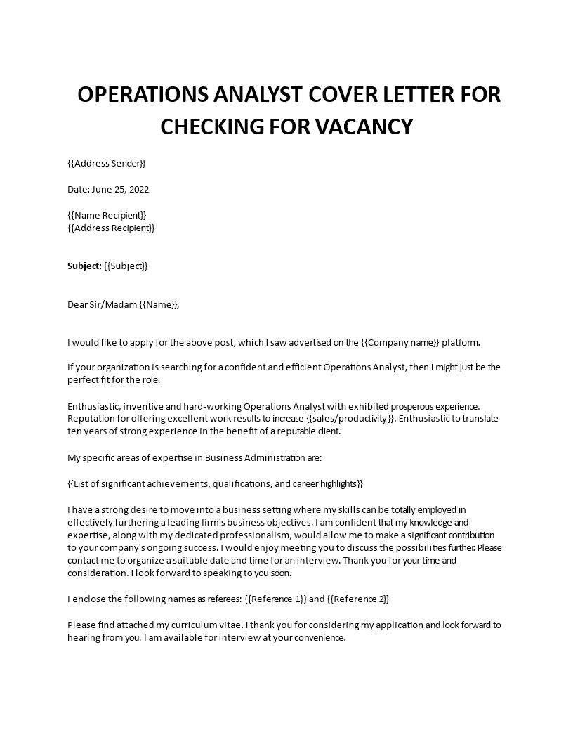 operations analyst cover letter Main Image operations analyst cover letter