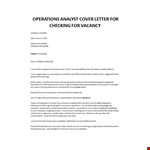 Operations Analyst Cover Letter example document template