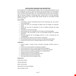 Application Engineer Job Description example document template