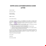 Entry-Level Customer Service Cover Letter example document template
