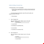 Efficient Essay Writing: Outline Template with Topic, Transition, Sentence, and Concrete Examples. example document template