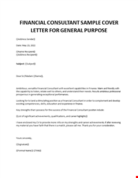 Financial Consultant sample cover letter