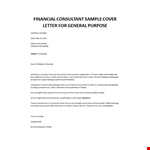 Financial Consultant sample cover letter example document template