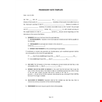 Promissory Note example document template 