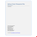 Example of a Software Project Management Plan example document template 