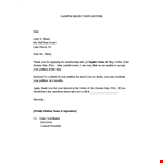 Membership Rejection Letter example document template