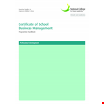 School Business Management Certificate: Assessment, Modules, Learning Programme example document template