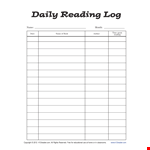 Daily Reading Log Template for the Avid Reader example document template
