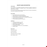 Security Guard Job Description example document template