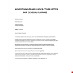 Advertising Team Leader cover letter  example document template