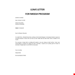 Leave Letter Nikah example document template