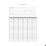 Visitor Sign In Sheet for School Visit example document template