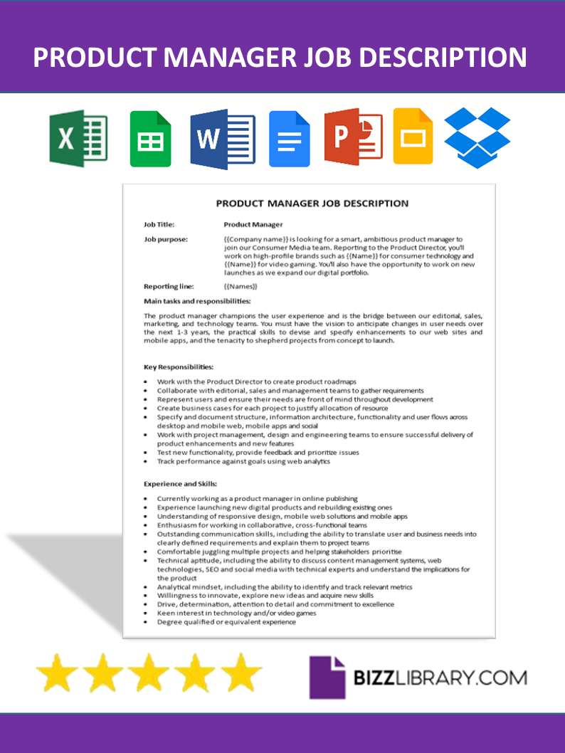 product manager job description template