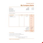 Training Quotation example document template