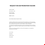 Application for promotion by school teacher example document template