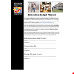 Printable Relocation Budget Planner example document template
