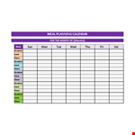 Meal Planning Calendar example document template