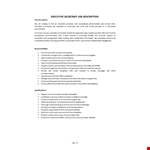 Executive Secretary Job Description example document template