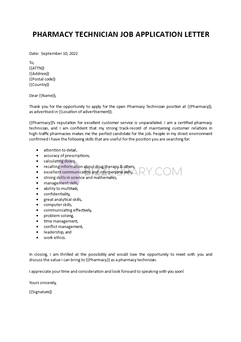 pharmacist technician cover letter Main Image pharmacist technician cover letter