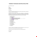 Pharmacist Technician Cover Letter example document template