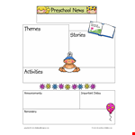 Preschool Newsletter Template - Activities, Themes, and Stories | PDF Format example document template