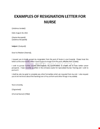 Resignation Letter for Nurse
