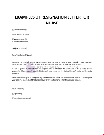 Resignation Letter for Nurse