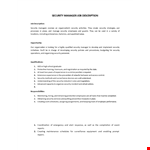 Security Manager Job Description example document template