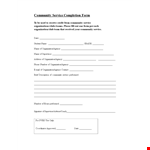 Community Service Completion Form example document template