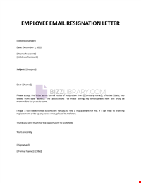 Resignation letter by email