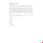 College Letter Of Recommendation Format example document template
