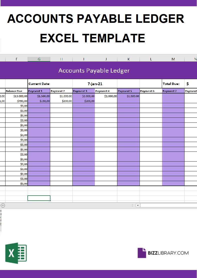 Accounts payable ledger template Pertaining To Business Ledger Template Excel Free