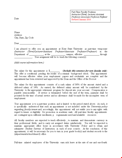 Faculty Appointment Offer Letter from