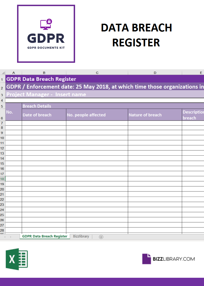 GDPR Data Breach Register With Regard To legal compliance register template