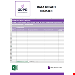GDPR Data Breach Register example document template