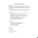 Team Player Job Description example document template