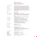 Printable Medical Assistant Resume Template - Personal Assistant | Dayjob Anthony example document template