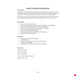 Waitress Job Description Template example document template