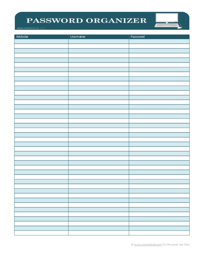 Password List Template - Store and Manage Your Passwords Efficiently