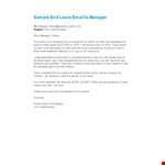 Notify Your Manager About Your Sick Leave: Sample Email for 1-2 Weeks example document template