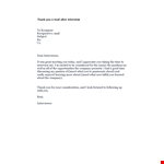 Thank You Email After Interview Template - Interviewer Thank You Note example document template