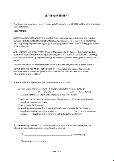 Lease Agreement