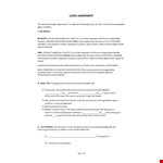 Lease Agreement example document template