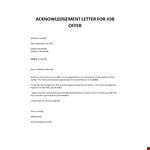 Acknowledgement letter for job offer example document template